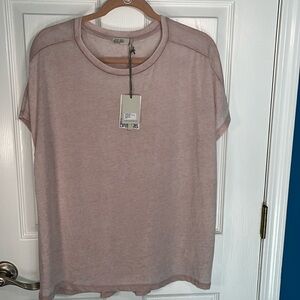 Barefoot dreams, MC burnout, Dolman sleeve tee color is Barely pink size large